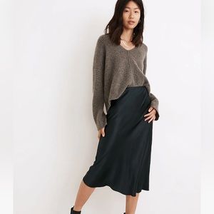 Madewell Satin Midi Slip Skirt - Black